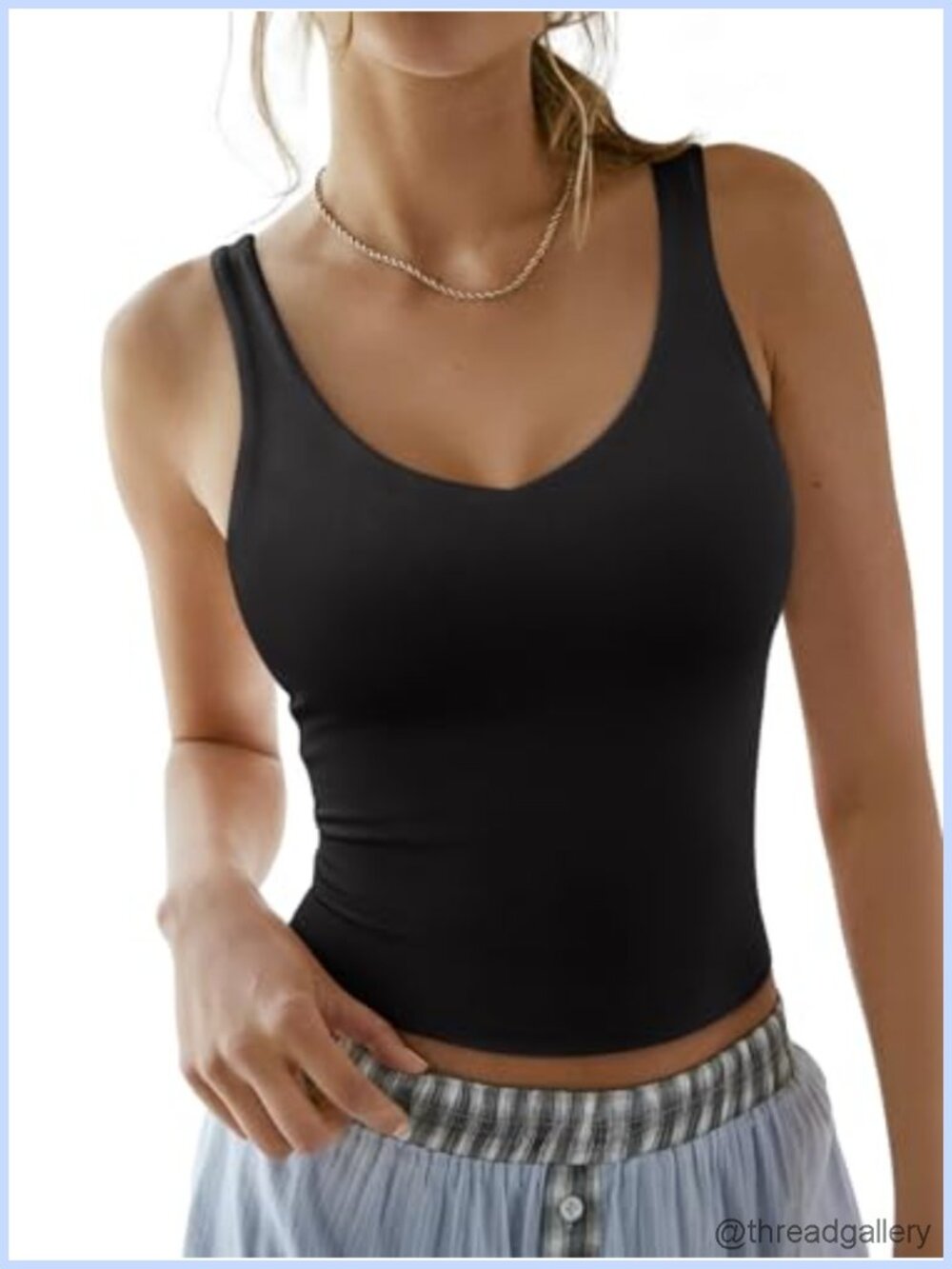 V Neck Sleeveless Double Lined Summer Tank Top Casual Workout Going Out